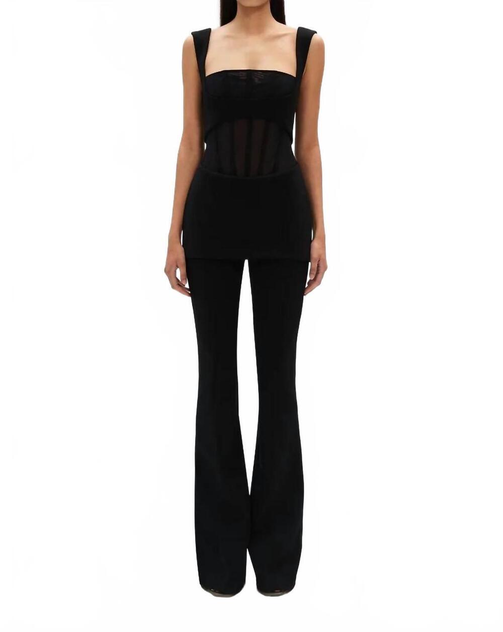 NEW MISHA ines bonded jumpsuit in black